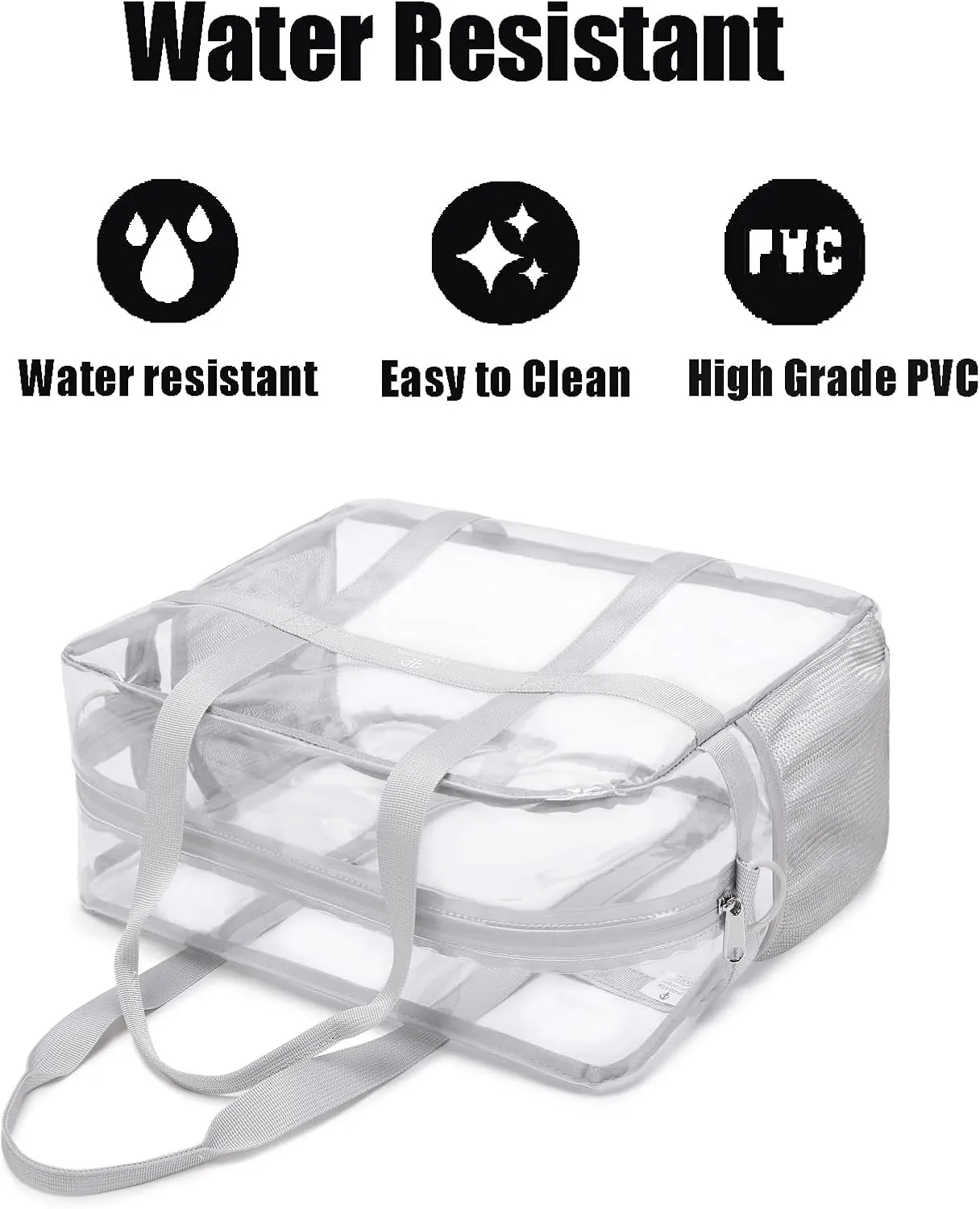 Clear Tote Bag See Through Transparent Bag Stadium Approved Heavy Duty Crossbody Purse Perfect for Concert, Work, School