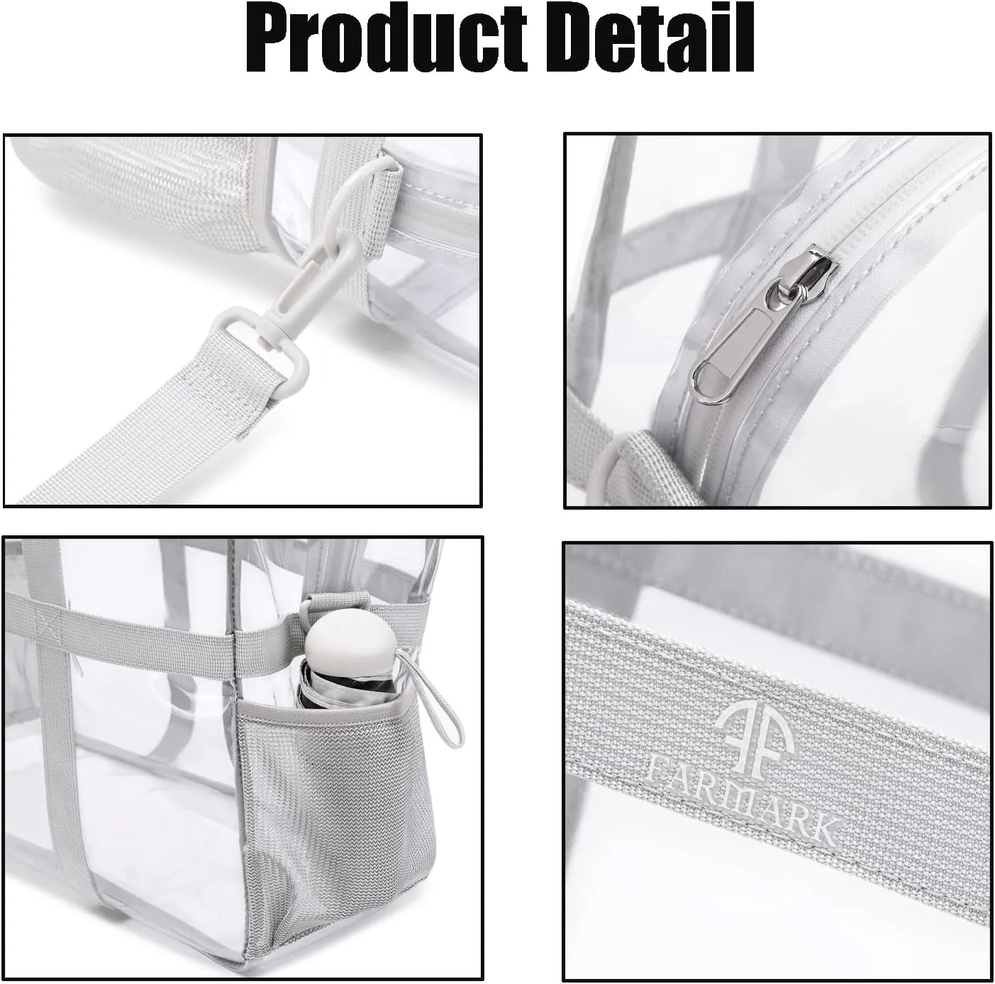 Clear Tote Bag See Through Transparent Bag Stadium Approved Heavy Duty Crossbody Purse Perfect for Concert, Work, School