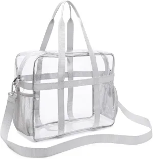 Clear Tote Bag See Through Transparent Bag Stadium Approved Heavy Duty Crossbody Purse Perfect for Concert, Work, School