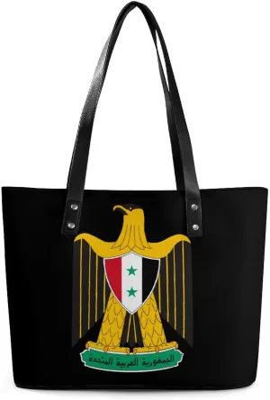 Coat of Arms of The United Arab Republic Printed Purses and Handbags for Women Vintage Tote Bag Top Handle Ladies Shoulder Bags for Shopping Travel