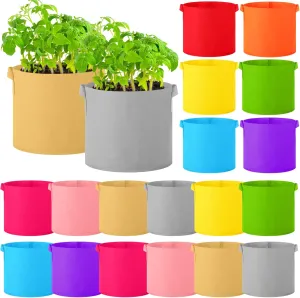Colored Fabric Grow Bags Bulk Colorful Plant Grow Bags Nonwoven Fabric Pots with Handles Seeds Vegetables Tomato Planter Grow Buckets for Outdoor Garden Fruits Flower, 10 Colors(20 Pack,5 Gal)