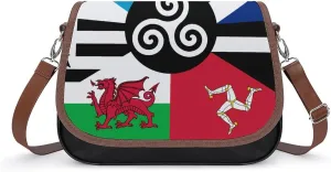 Combined Flag of The Celtic Nations Fashion Crossbody Bags for Women Lightweight Shoulder Handbags Travel Purse with Strap Custom Gifts