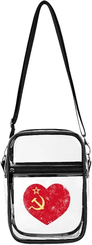 Communism Soviet Union Retro Flag Clear Stadium Crossbody Bag Small Shoulder Purse Adjustable Strap Handbag for Women Men