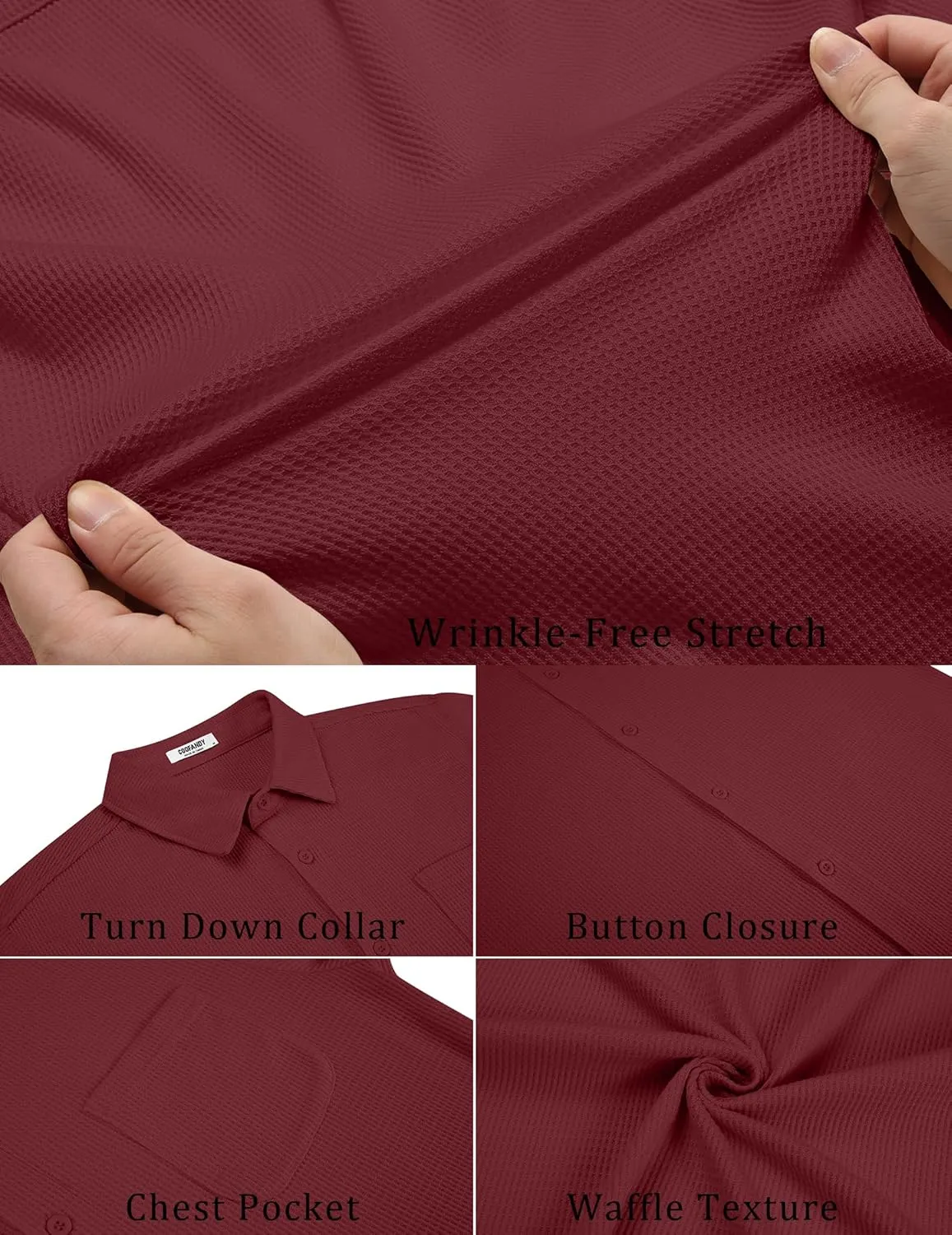 COOFANDY Men's Knit Button Down Shirts Casual Short Sleeve Polo Shirt Summer Beach Shirts with Pocket