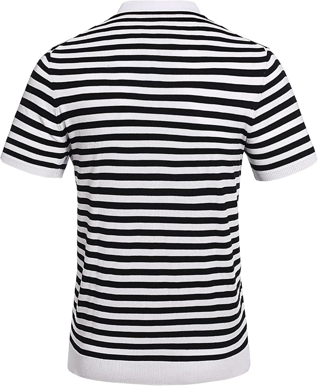 COOFANDY Men's Knit Polo Shirts Short Sleeve Striped Golf Polo Shirts Lightweight Casual Collared T Shirt