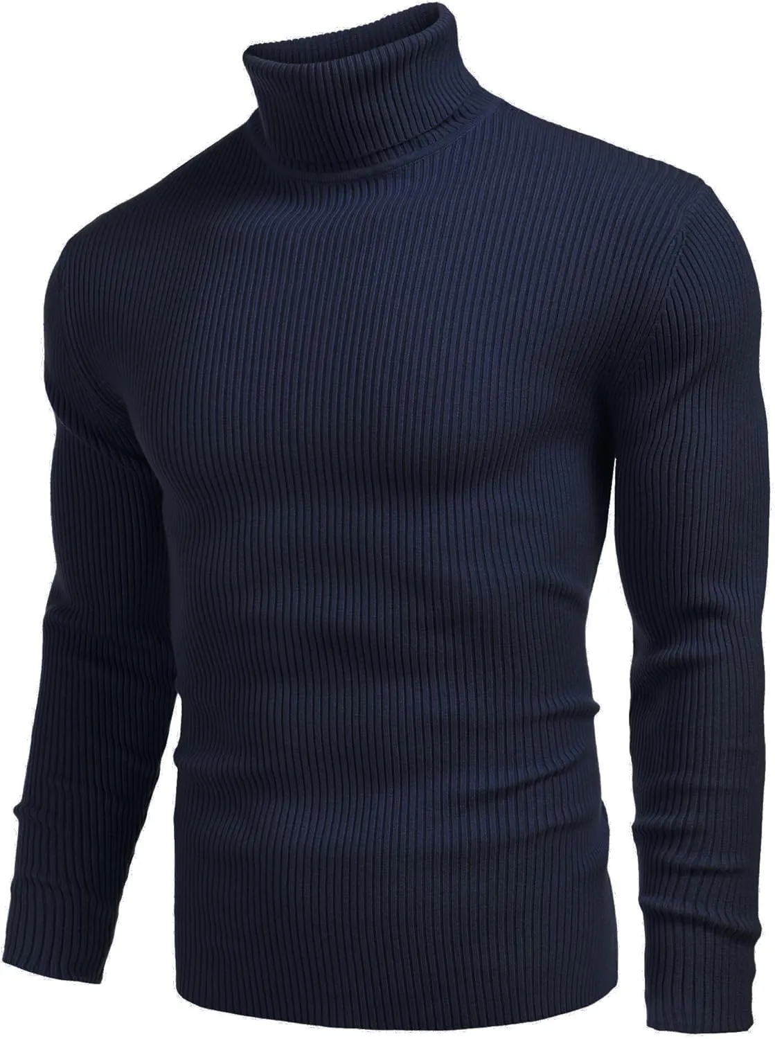 COOFANDY Mens Ribbed Slim Fit Knitted Pullover Casual Turtleneck Sweater