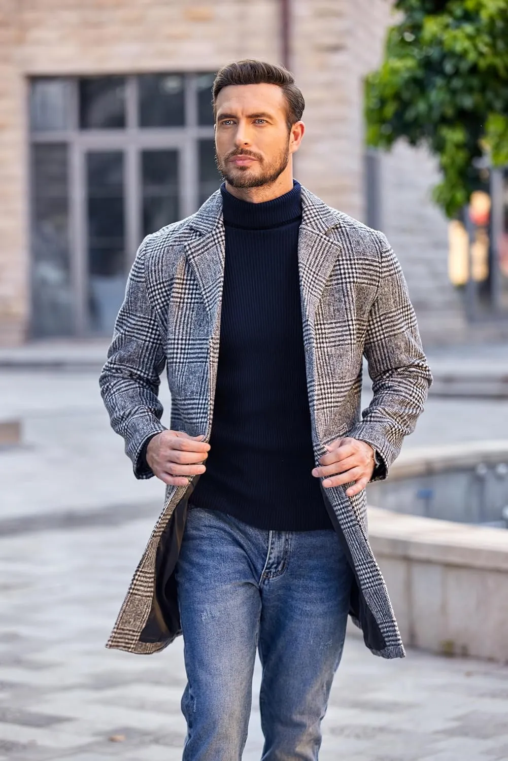 COOFANDY Mens Ribbed Slim Fit Knitted Pullover Casual Turtleneck Sweater