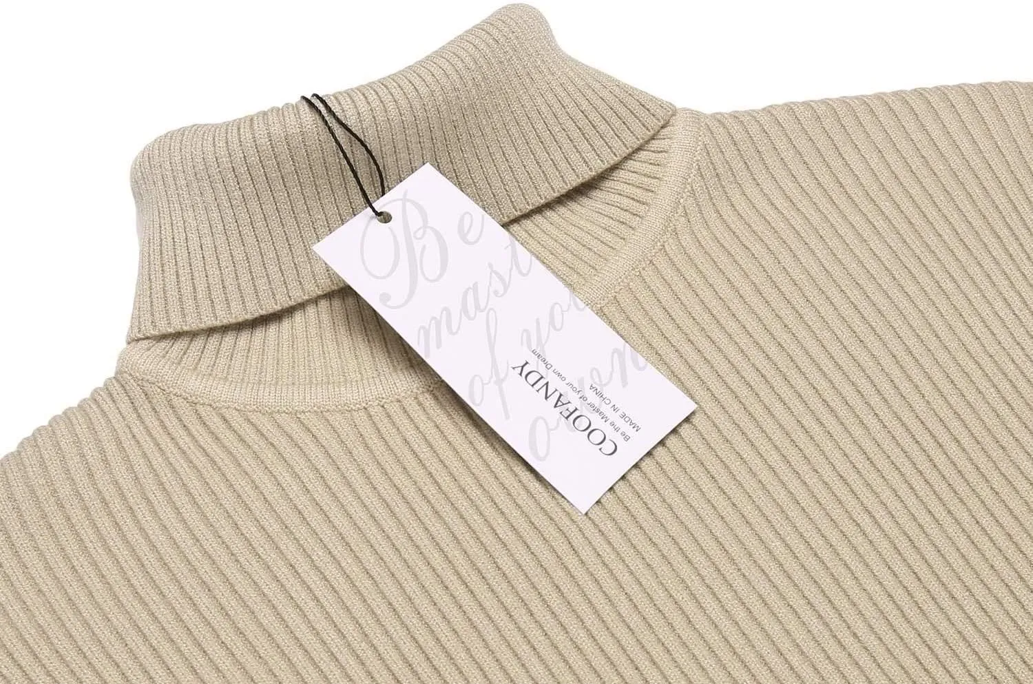 COOFANDY Mens Ribbed Slim Fit Knitted Pullover Casual Turtleneck Sweater