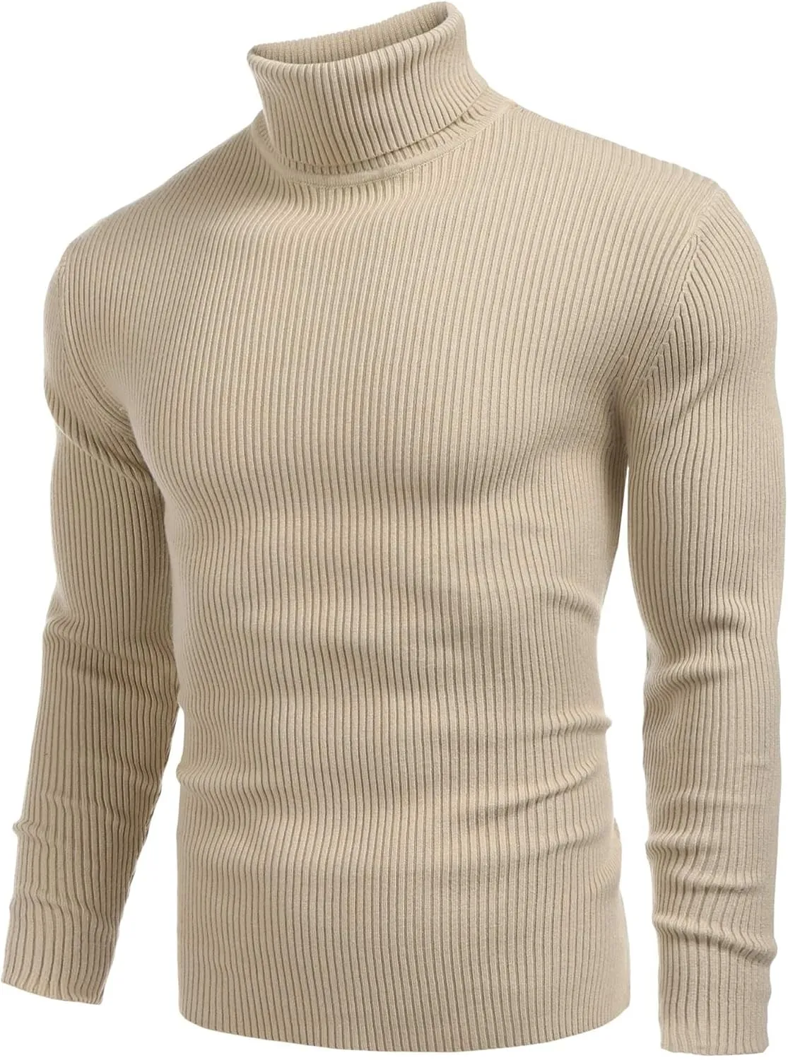 COOFANDY Mens Ribbed Slim Fit Knitted Pullover Casual Turtleneck Sweater