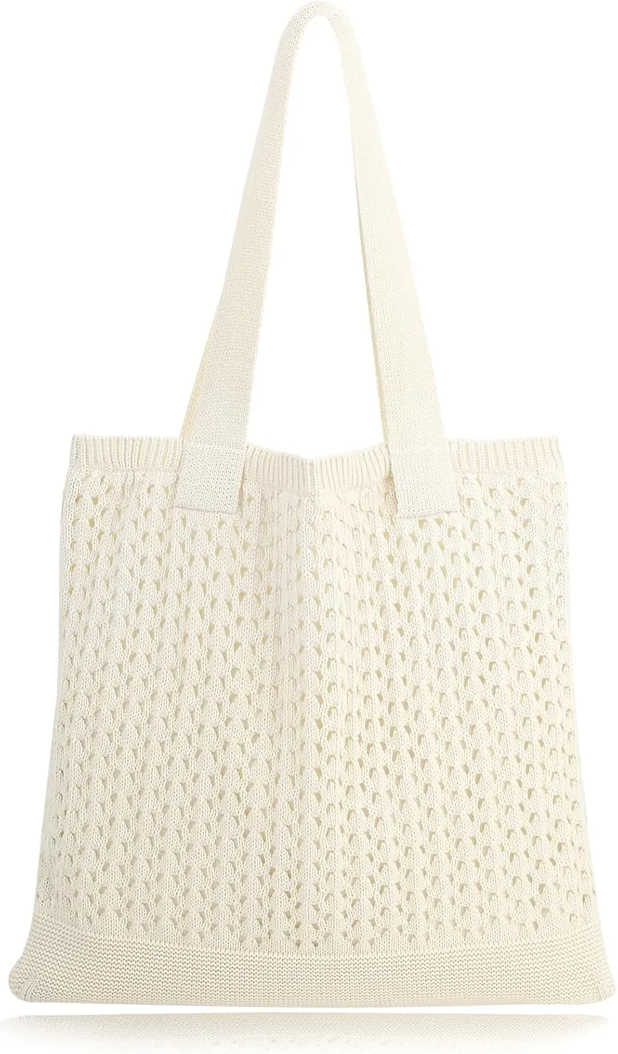 COOKOOKY Beach Bag with added lining Crochet Tote Bag for Women Aesthetic Handmade Knit Shoulder Bag