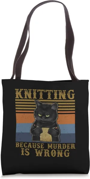 Cool Knitting Because Murder Is Wrong Knitter Vintage Sunset Tote Bag