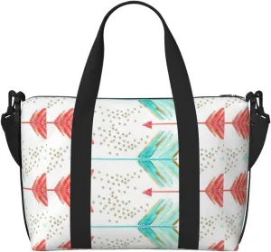 Coral and Teal Arrows print Handbag Oxford shoulder bag casual shoulder bag weekend bag large capacity storage bag