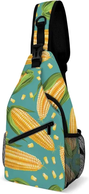 Corn Cob Corn-kernels Fashion Sling Bag Backpack Crossbody Shoulder Chest Bags Hiking Daypack