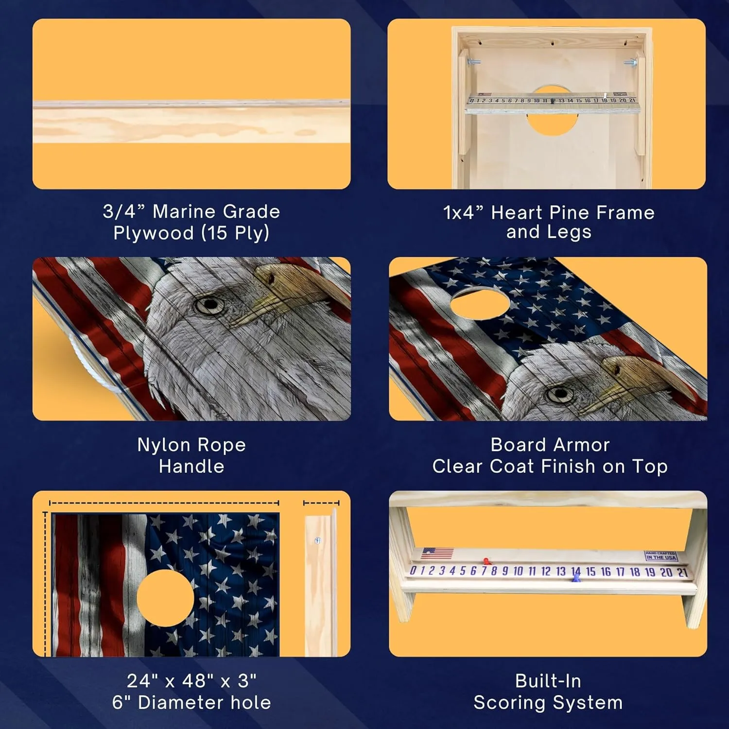 Cornhole365 Complete Cornhole Board Set - Includes Solid Wood Cornhole Board, 8 All-Weather Cornhole Bags, Portable Carrying Case & String Tote Bag Outdoor Game Bundle
