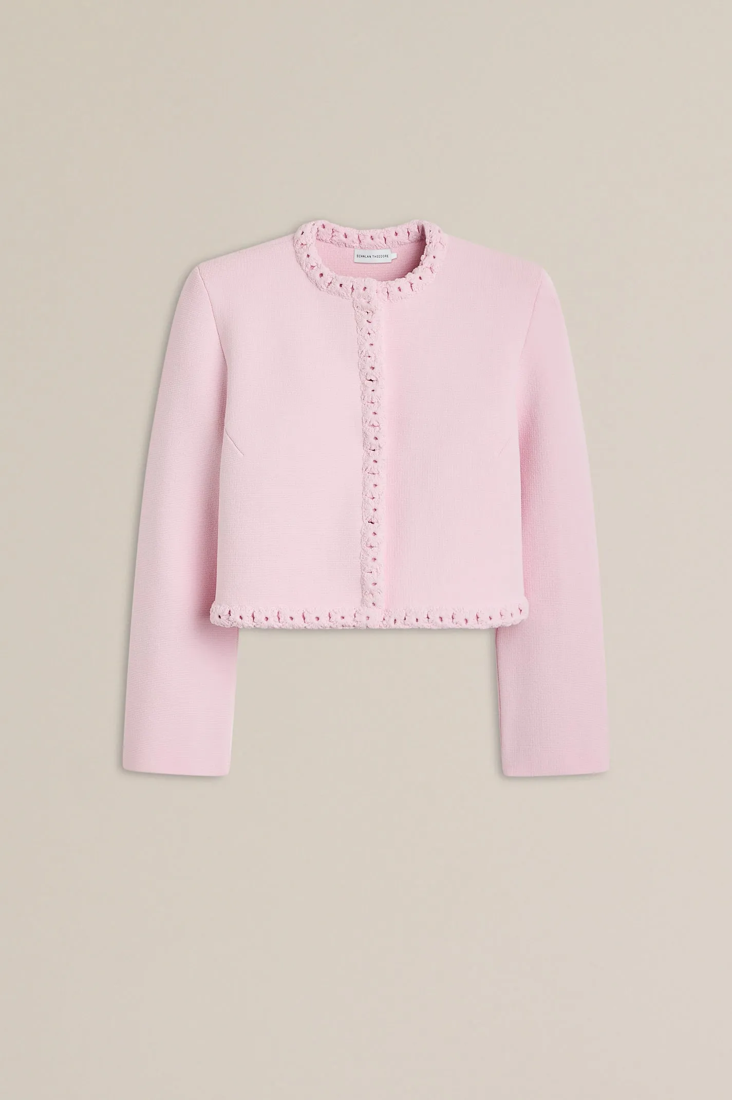 CREPE KNIT DAISY STITCH JACKET - TINTED PINK