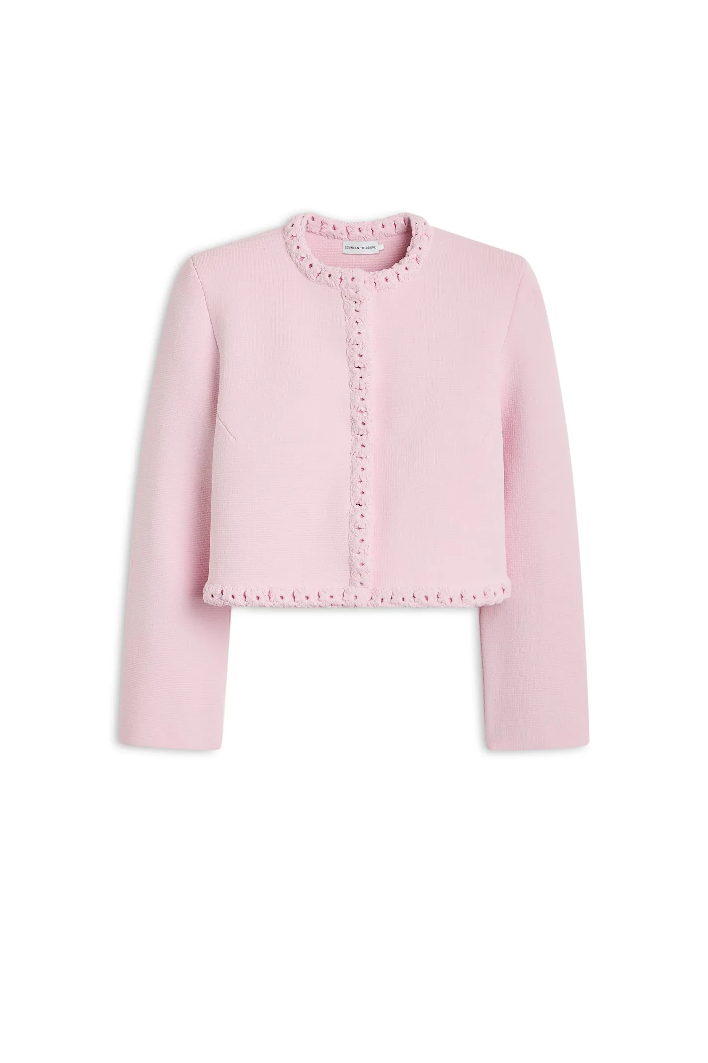 CREPE KNIT DAISY STITCH JACKET - TINTED PINK