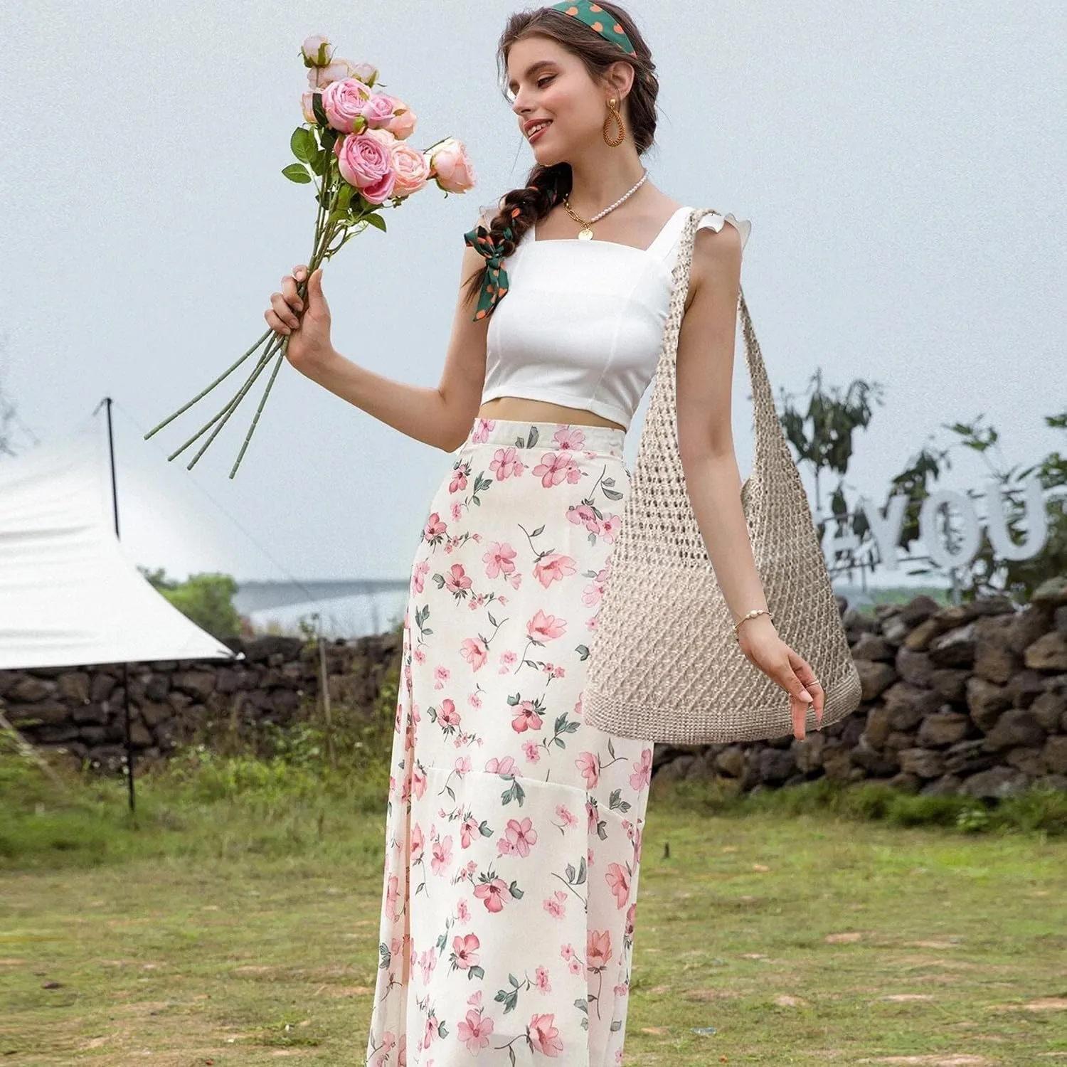 Crochet Bags for Women - Summer Beach Tote, Aesthetic Hippie Knit Bag