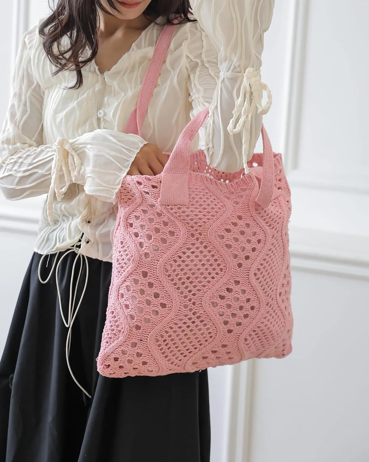 Crochet Bags for Women Summer Beach Tote Bag Large Capacity Shoulder Bag Aesthetic Hobo Bag Knit Bag Hippie Bag