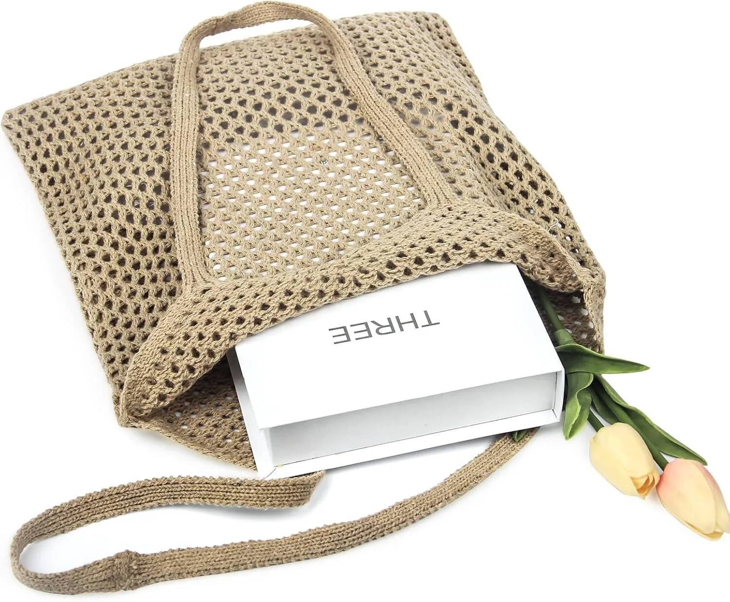 Crochet Mesh Beach Tote Shoulder Handbags Hobo Summer Aesthetic Women's Bag