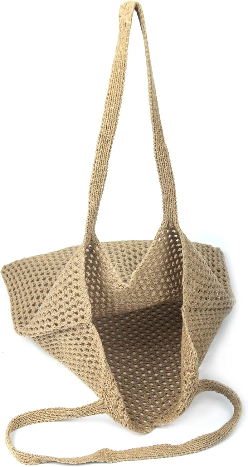 Crochet Mesh Beach Tote Shoulder Handbags Hobo Summer Aesthetic Women's Bag