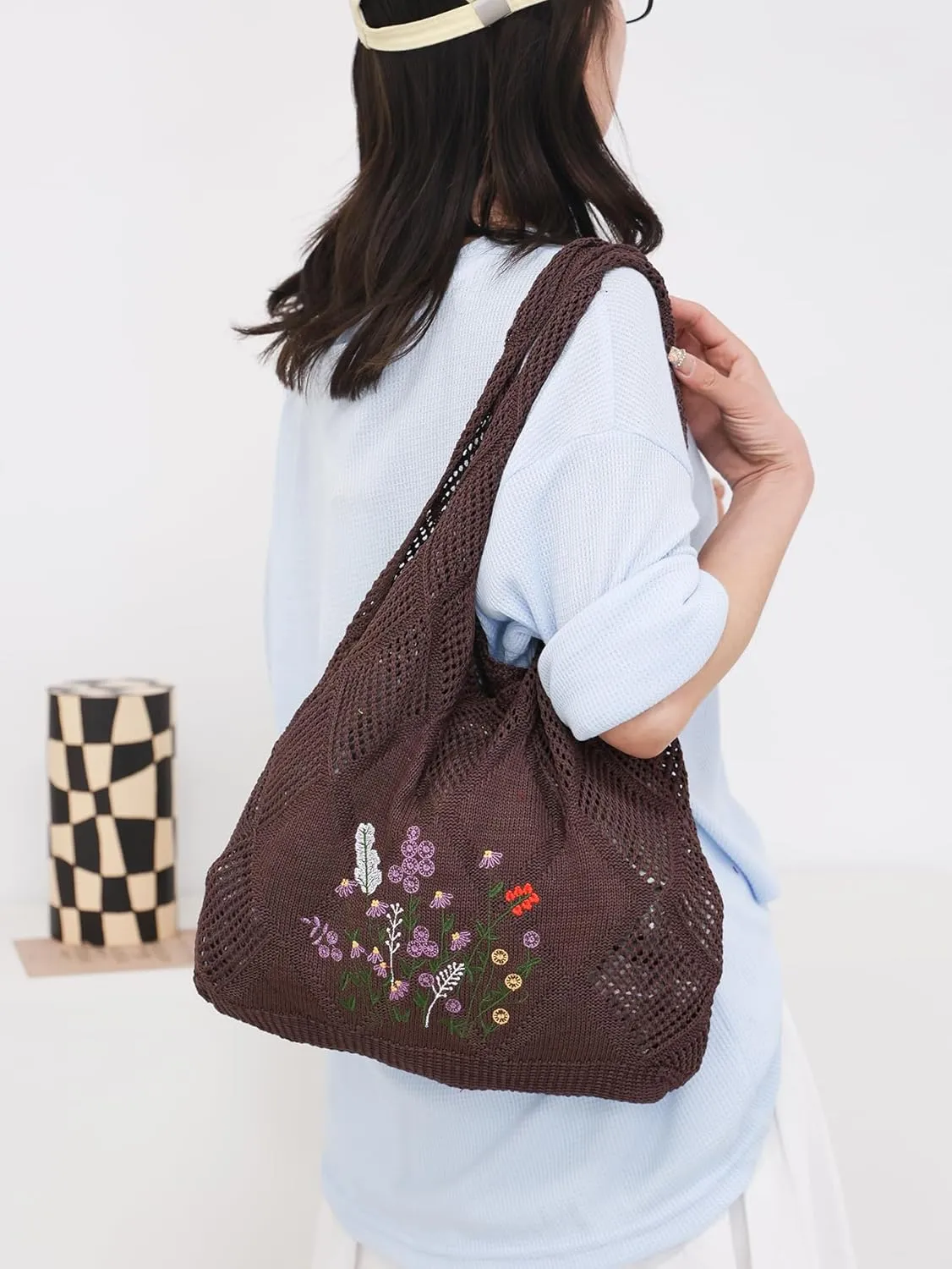 Crochet Mesh Beach Tote Shoulder Handbags Hobo Summer Aesthetic Women's Bag