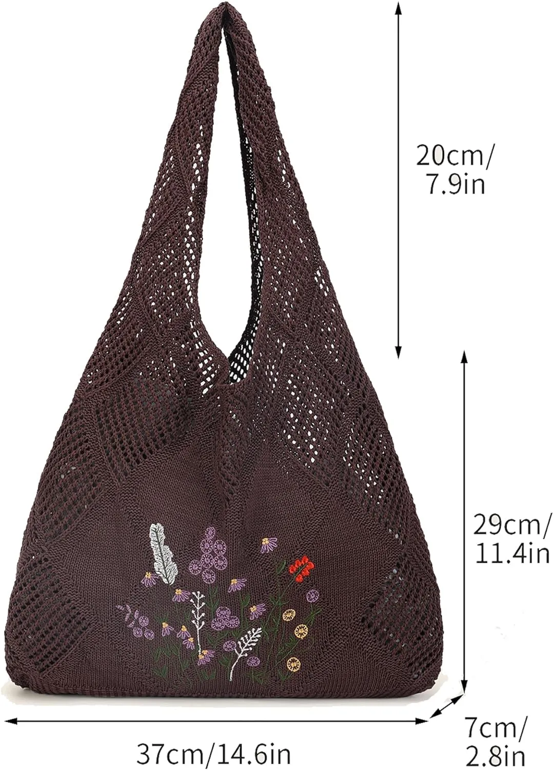 Crochet Mesh Beach Tote Shoulder Handbags Hobo Summer Aesthetic Women's Bag