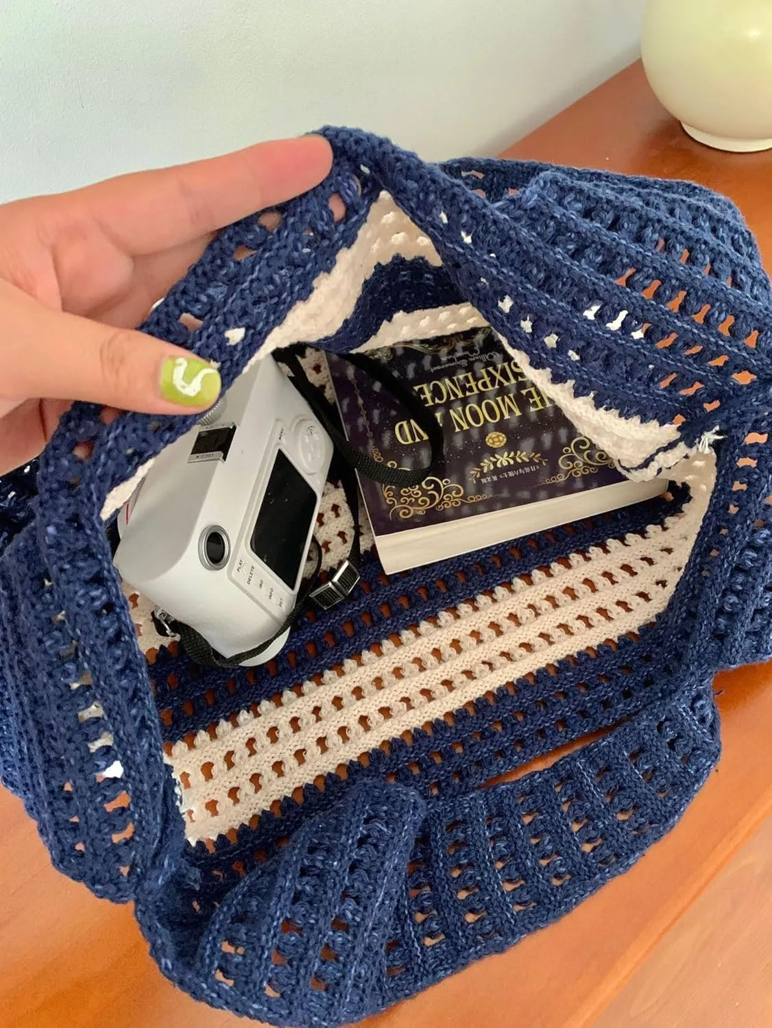 Crochet Tote Bag Cute Purse for Women Cutecore Key Chain Y2K Accessories Valentines Aesthetic Handbags for Women
