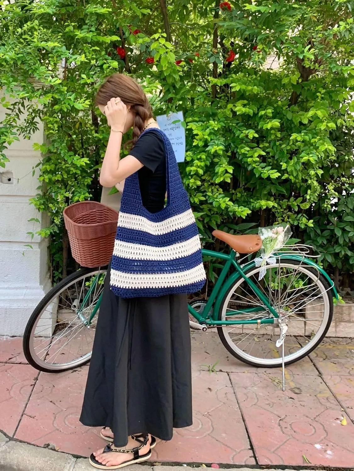 Crochet Tote Bag Cute Purse for Women Cutecore Key Chain Y2K Accessories Valentines Aesthetic Handbags for Women