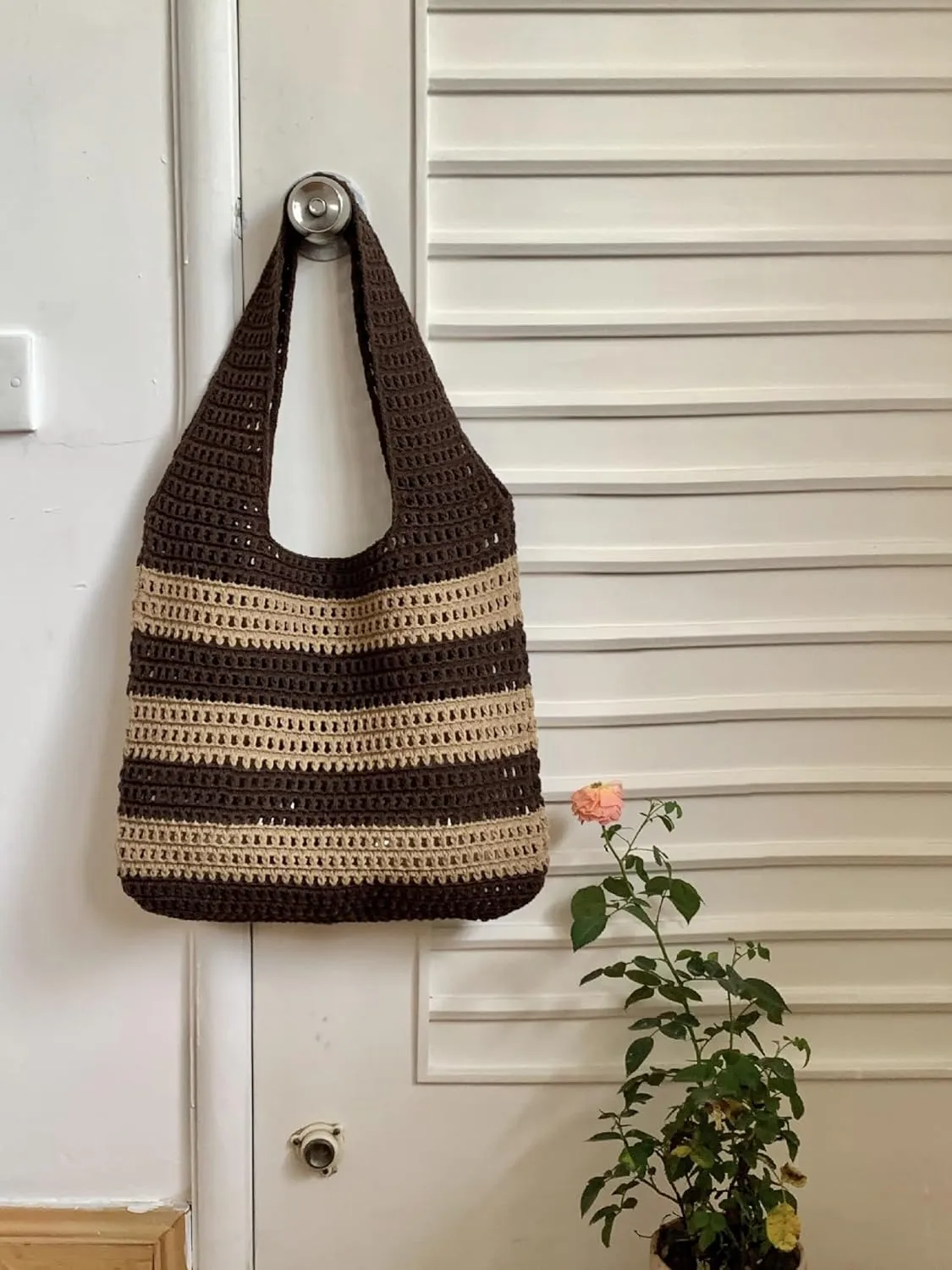 Crochet Tote Bag Cute Purse for Women Cutecore Key Chain Y2K Accessories Valentines Aesthetic Handbags for Women