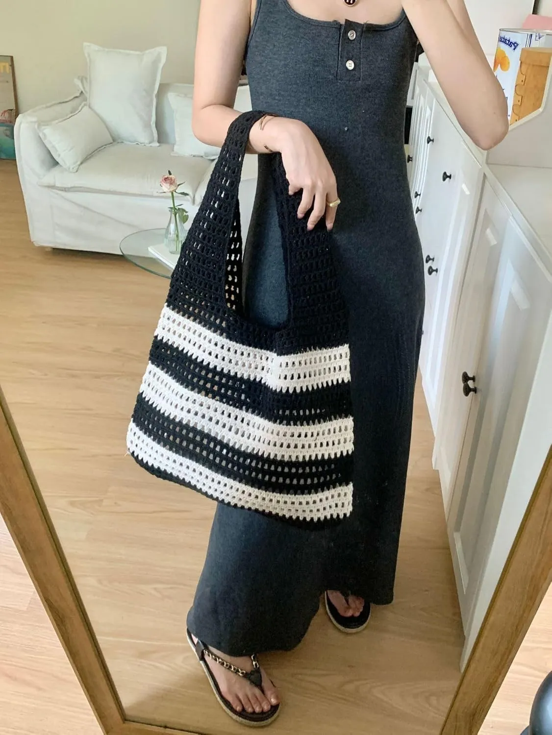 Crochet Tote Bag Cute Purse for Women Cutecore Key Chain Y2K Accessories Valentines Aesthetic Handbags for Women