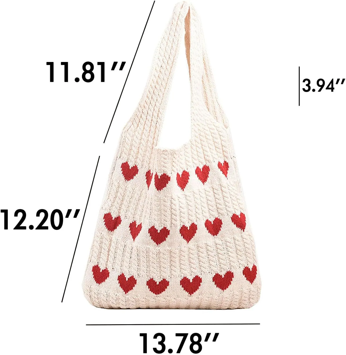 Crochet Tote Bag Heart Tote,Women's Crochet Tote Bags,Heart Tote Bag,Boho Tote Bags Y2k Tote Bag