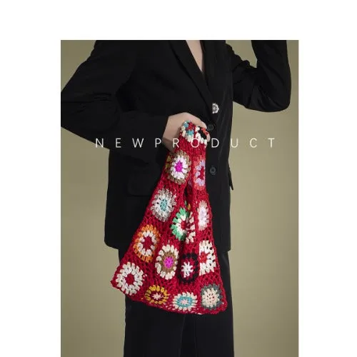 Crochet Tote Bags Boho Tote Bags Flower Mesh Beach Knit Handbags