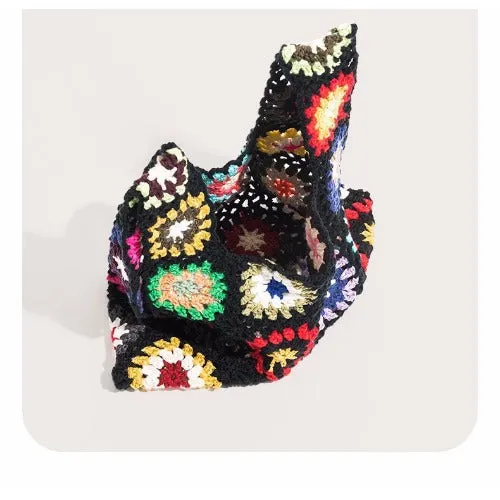 Crochet Tote Bags Boho Tote Bags Flower Mesh Beach Knit Handbags