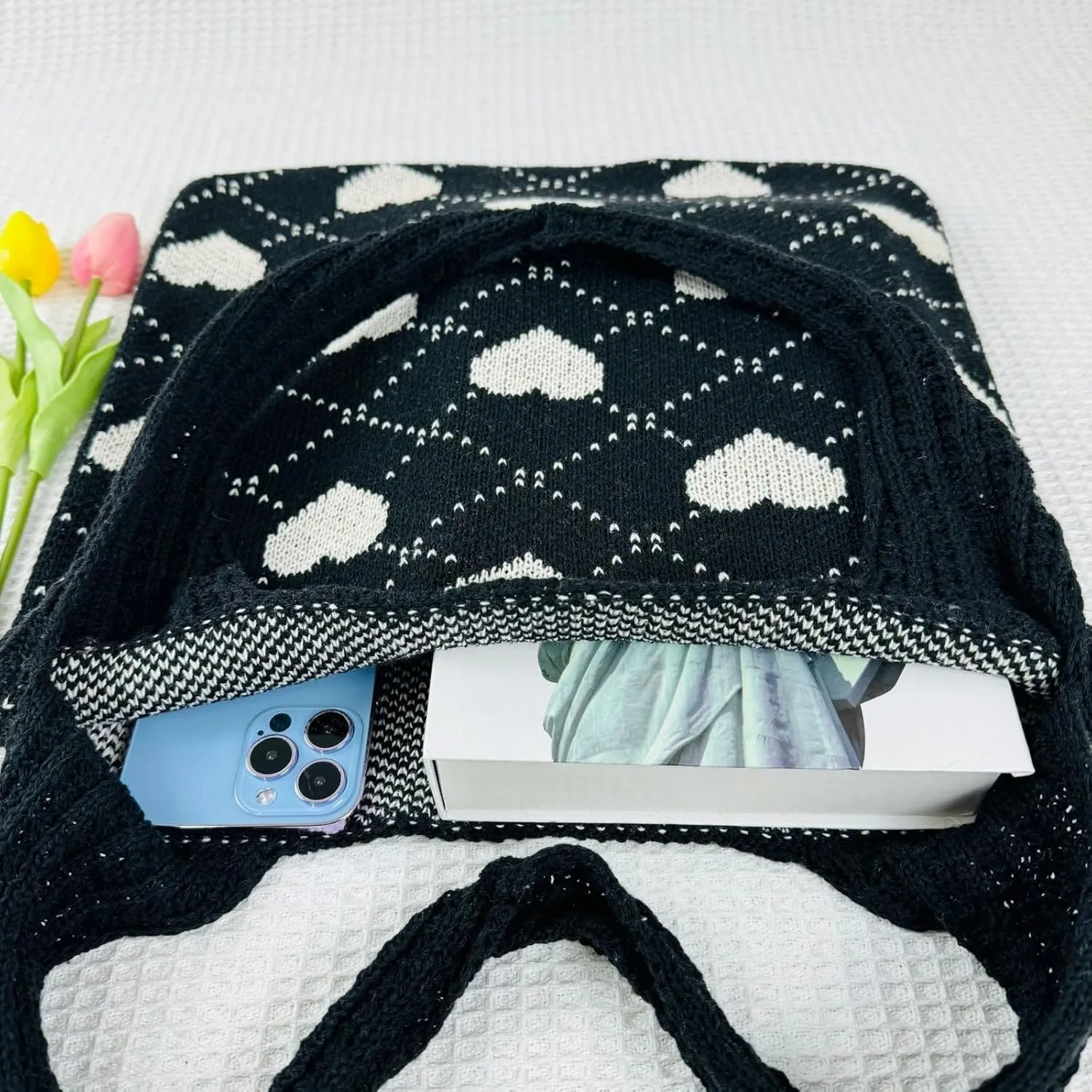 Crochet Tote Bags Boho Tote Bags Heart-shaped Beach Handbags Knit Vacation Aesthetic Casual Heart Hobo Bags