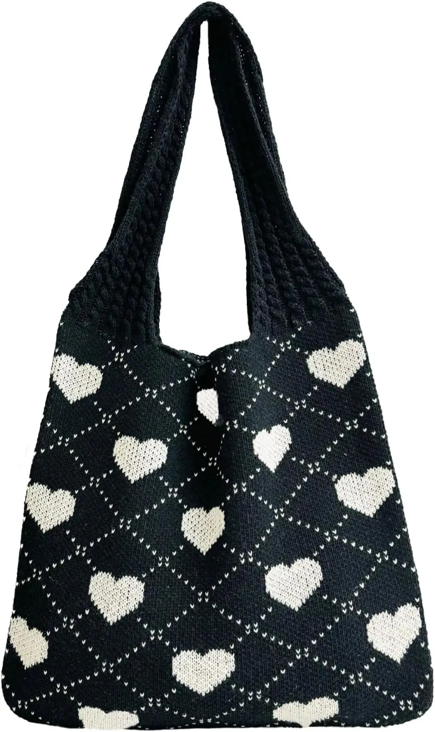 Crochet Tote Bags Boho Tote Bags Heart-shaped Beach Handbags Knit Vacation Aesthetic Casual Heart Hobo Bags