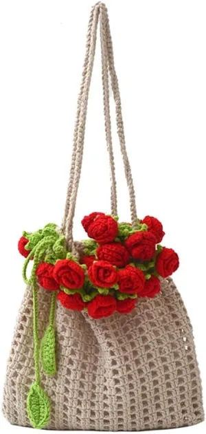 Crocheting Knit Beach Bag Summer Straw Mesh Purse Women Tote Shoulder Hobo Bags Summer Beach Handbag 2025
