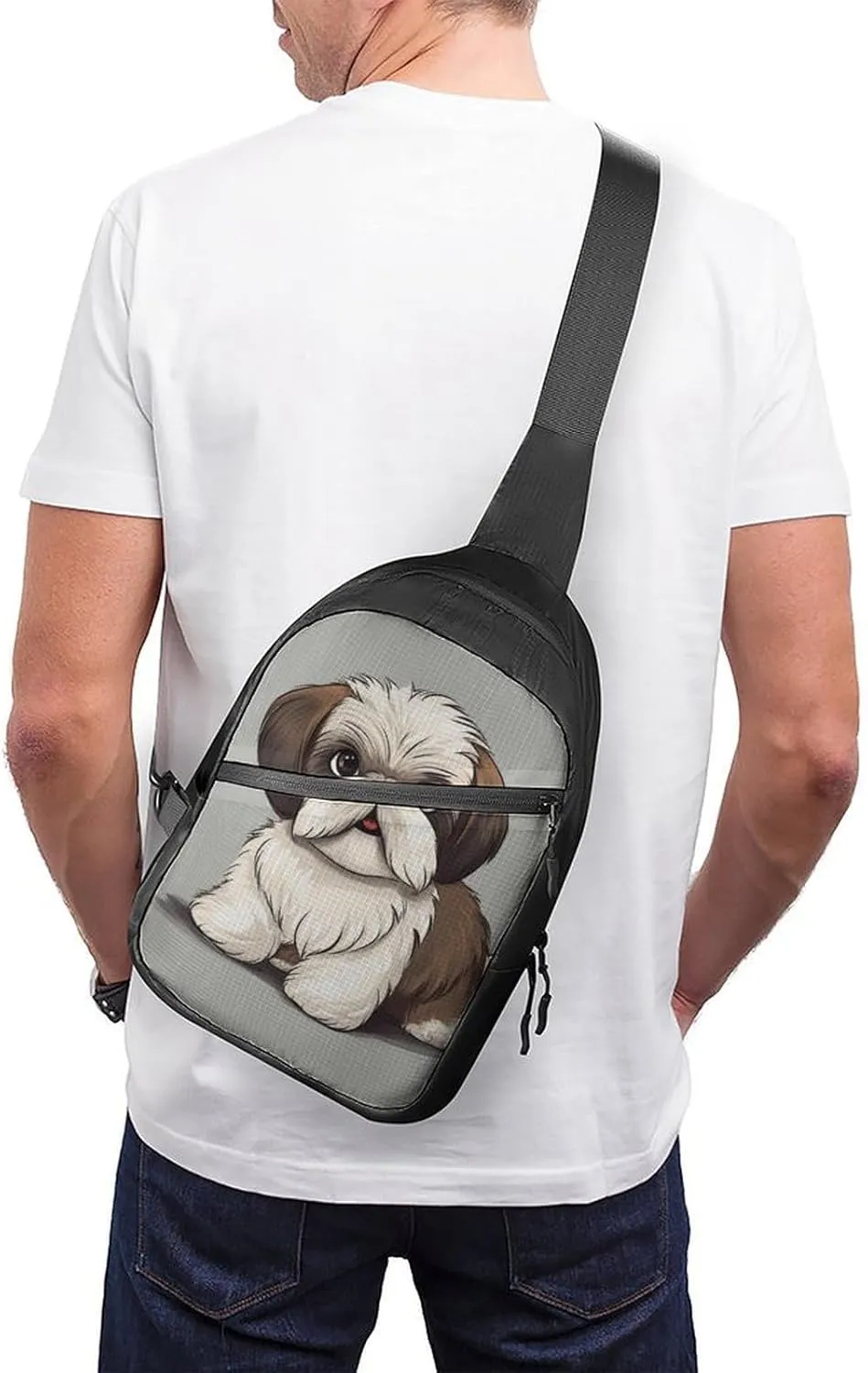 Crossbody Bag for Women Men Chest Bag Shih Tzu Dog Sling Bag Crossbody Shoulder Bag Sling Backpack