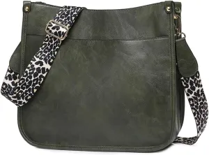 Crossbody Bags for Women Leather Hobo Handbag Trendy Crossbody Purses Shoulder Bucket Bag with Adjustable Guitar Strap