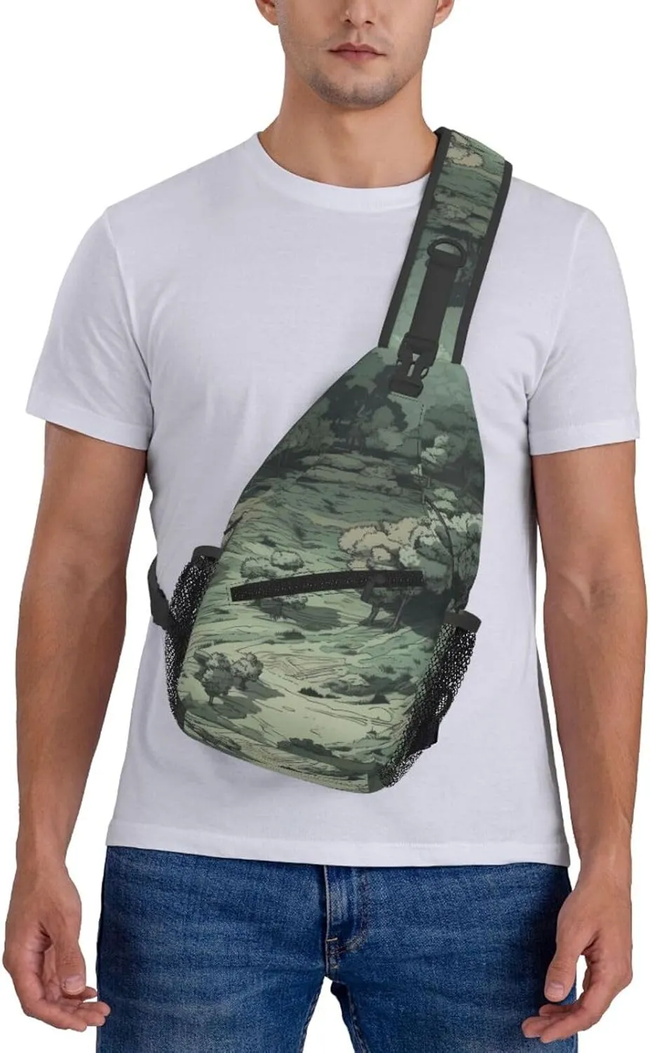 Crossbody Bags for Women Men Trendy Sling Bag Casual Chest Bag Pine Trees Snow and Sky Shoulder Bag for Travel Sport