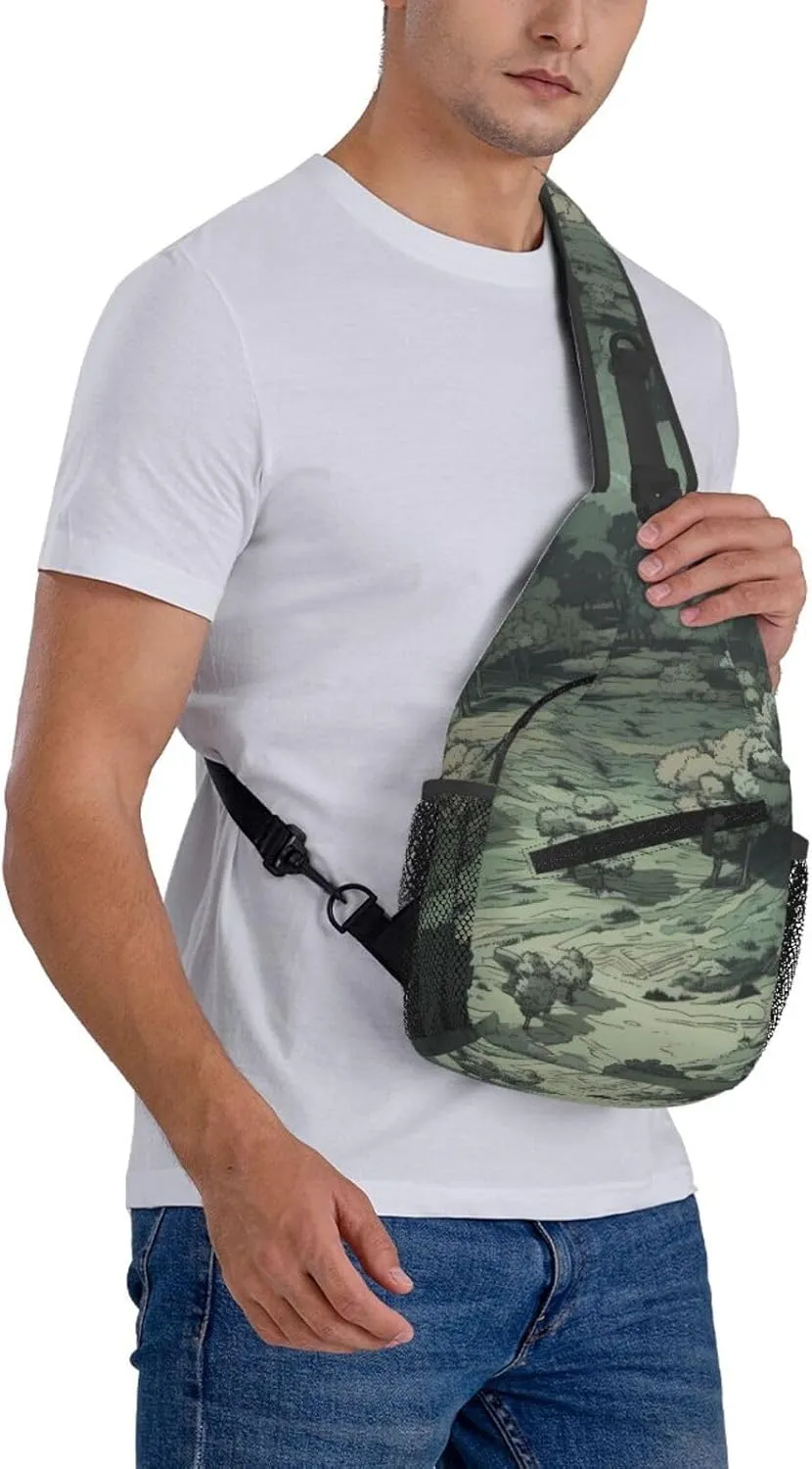 Crossbody Bags for Women Men Trendy Sling Bag Casual Chest Bag Pine Trees Snow and Sky Shoulder Bag for Travel Sport