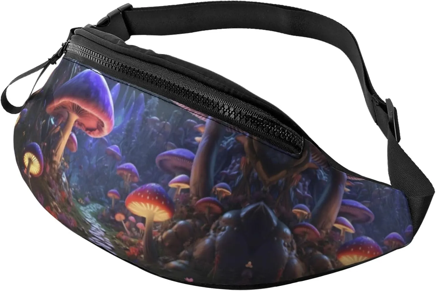 Crossbody Fanny Packs for Women Men - Jungle Path Glowing Mushrooms Running Belt Bag Travel Waist Bag for Women Mens