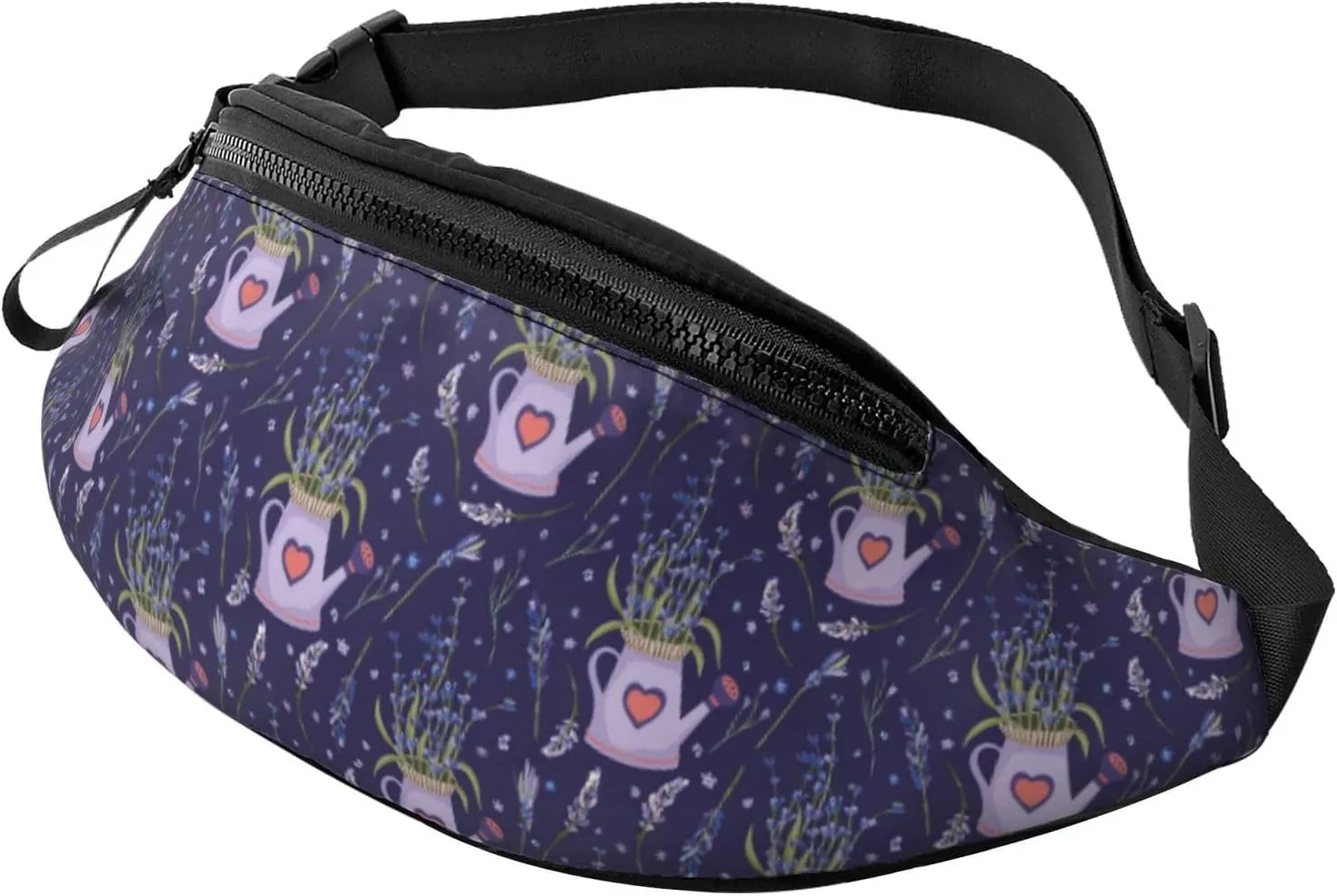 Crossbody Fanny Packs for Women Men - Lavender Flowers Love Kettle Running Belt Bag Travel Waist Bag for Women Men