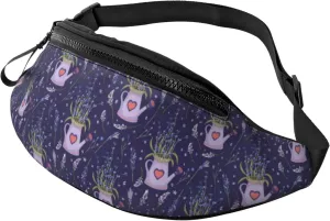 Crossbody Fanny Packs for Women Men - Lavender Flowers Love Kettle Running Belt Bag Travel Waist Bag for Women Men
