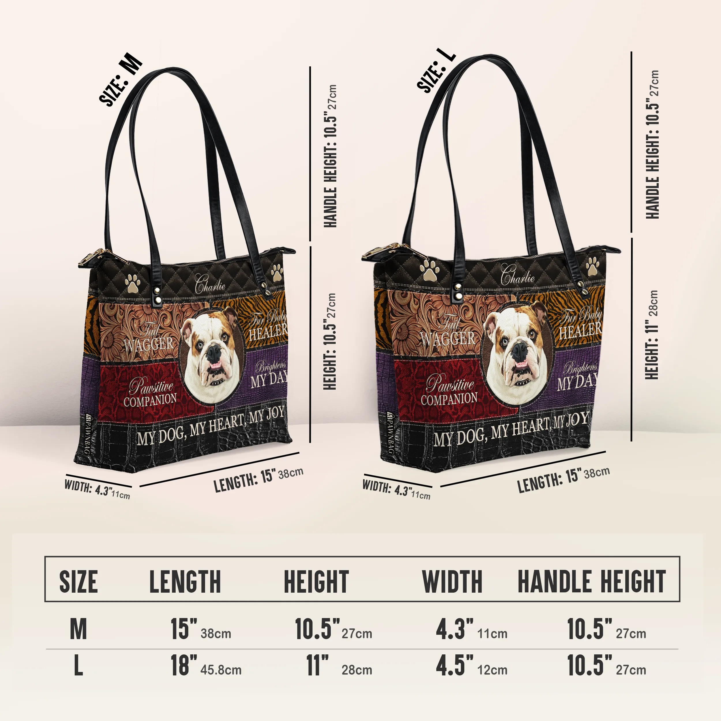 Custom Dog Leather Tote With Trendy Patchwork Design