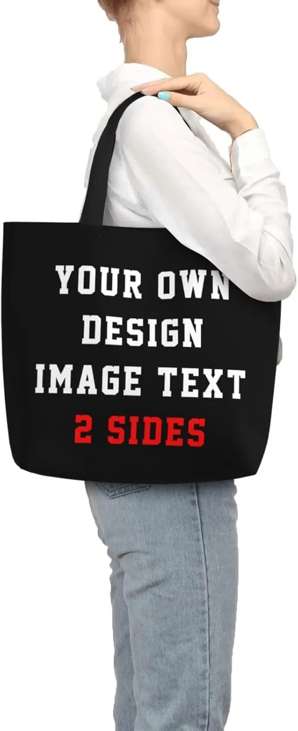 Custom Tote Bags With Logo Name Text Photo, Personalized Custom Bags, Reusable Grocery Bags Bulk Shopping Bags
