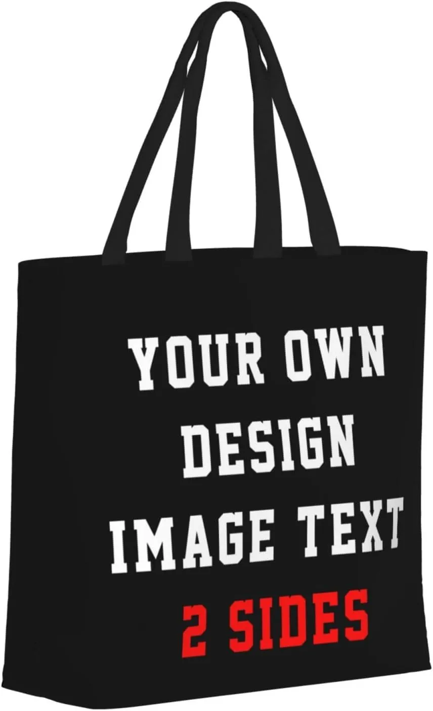 Custom Tote Bags With Logo Name Text Photo, Personalized Custom Bags, Reusable Grocery Bags Bulk Shopping Bags