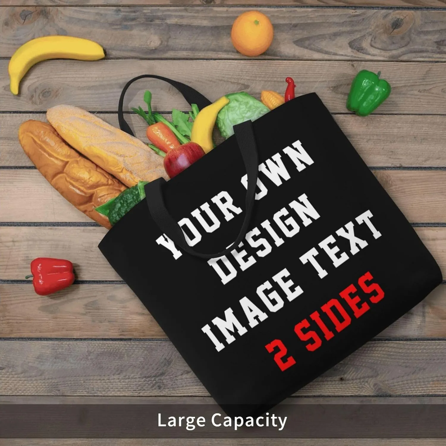 Custom Tote Bags With Logo Name Text Photo, Personalized Custom Bags, Reusable Grocery Bags Bulk Shopping Bags