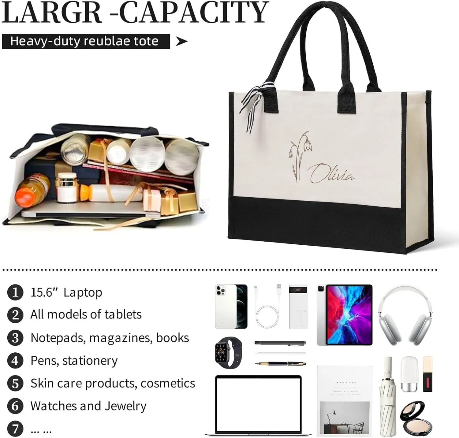 Custom Tote Bags with Logo, Personalized Tote Bags For Women, Customized Tote Bags Bulk, Gifts for Mom, Daughter, Girlfriend
