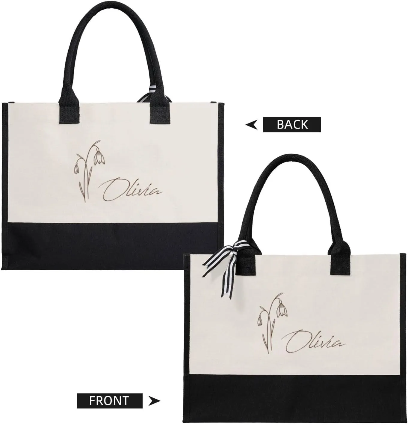 Custom Tote Bags with Logo, Personalized Tote Bags For Women, Customized Tote Bags Bulk, Gifts for Mom, Daughter, Girlfriend