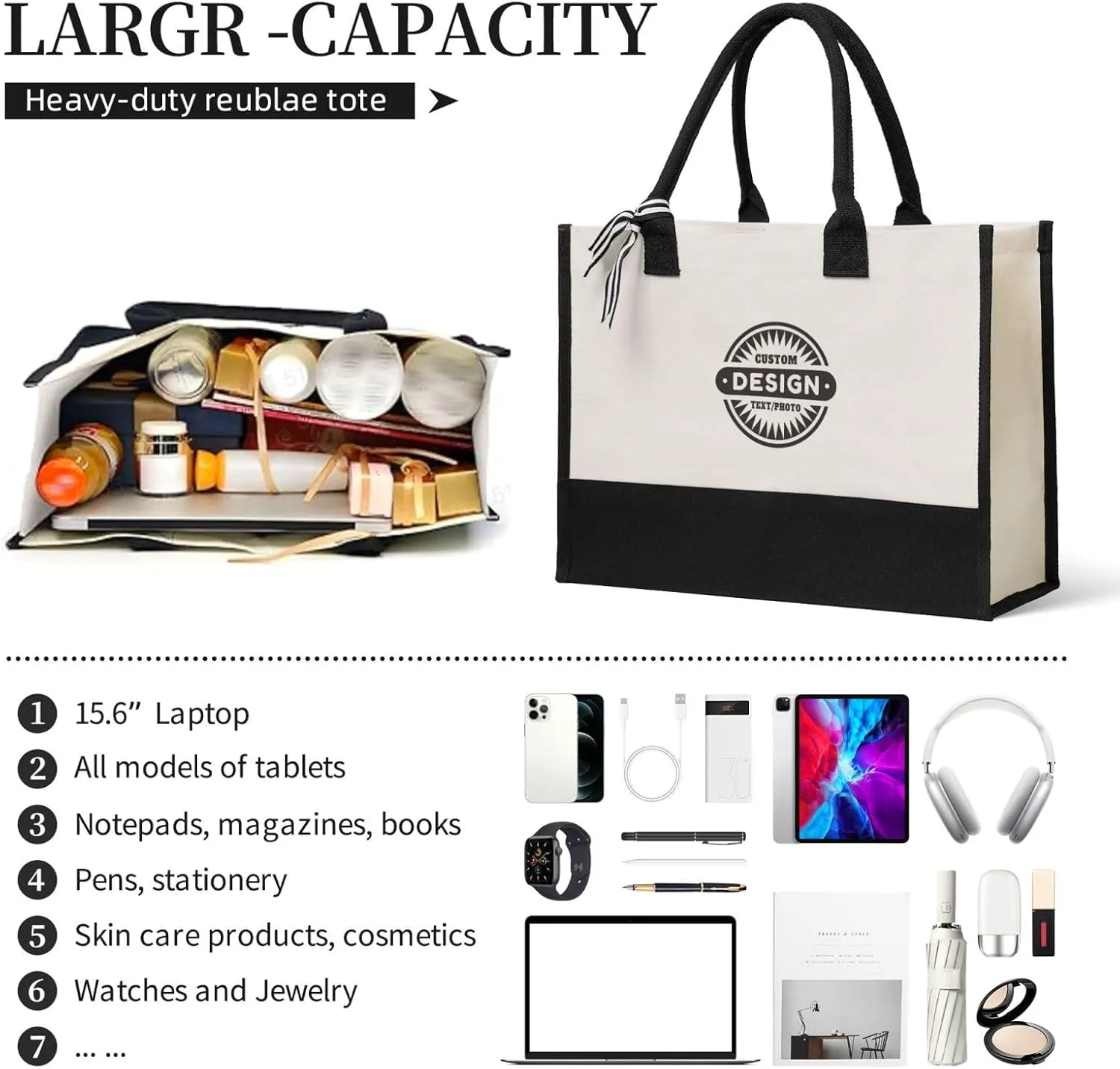 Custom Tote Bags with Logo, Personalized Tote Bags For Women, Customized Tote Bags Bulk, Gifts for Mom, Daughter, Girlfriend